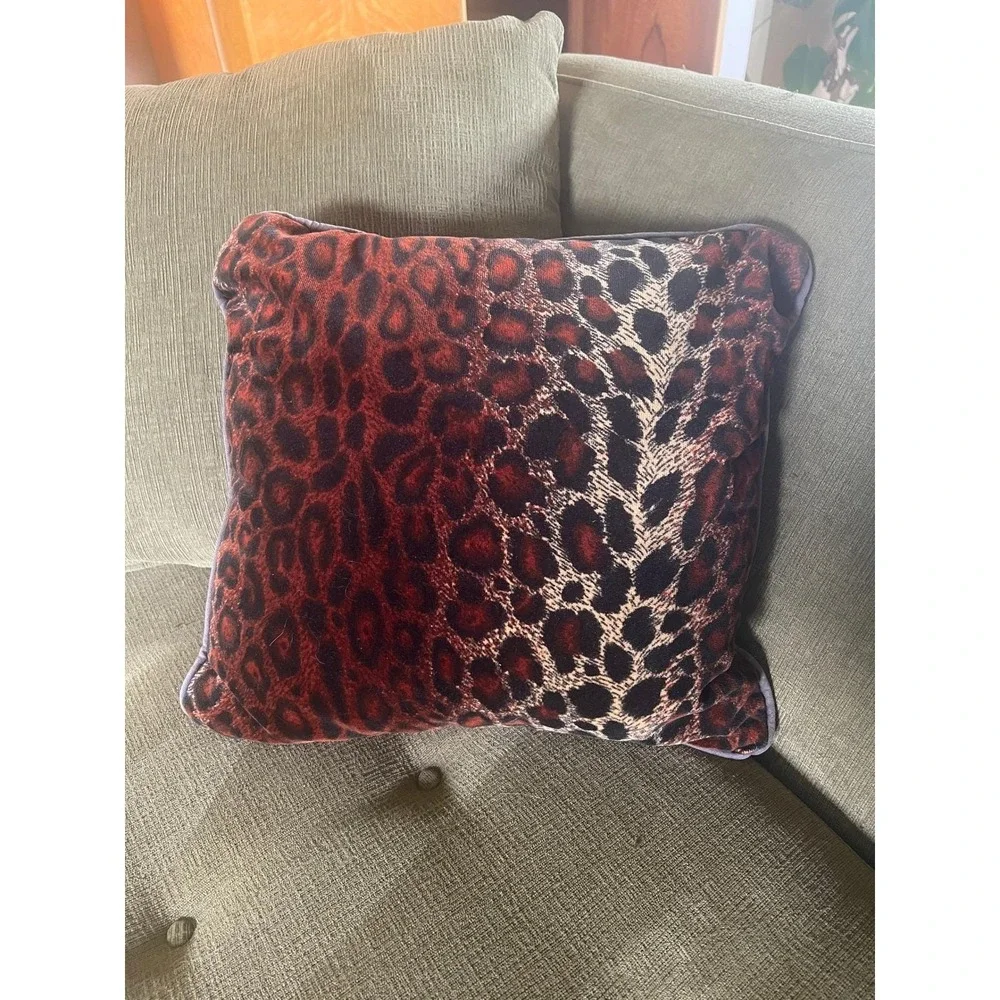 Leopard Print Whimsigoth‎ 90s Velvet Throw Pillow Animal Print Accent Plush